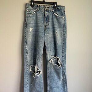 Zara Wide Leg Ripped Jeans